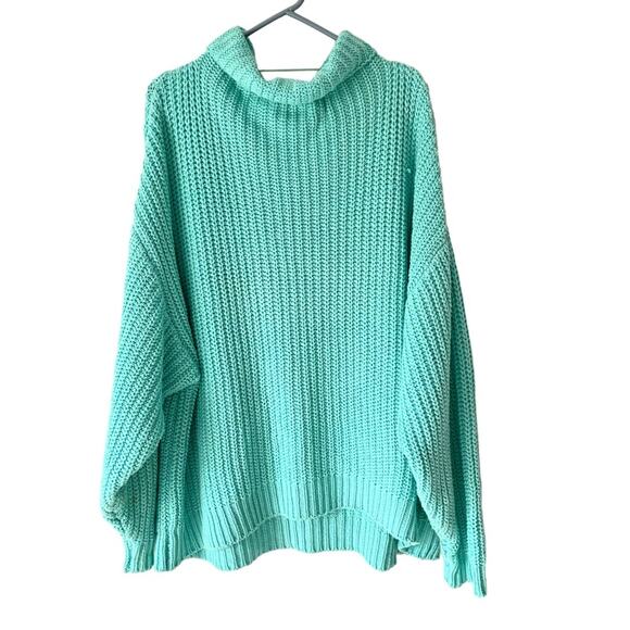 Free People Swim Too Deep Oversized Sweater size XS Pool Water Blue - Picture 2 of 8